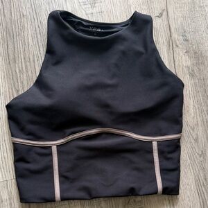 YPB Abercrombie Black Tank Top with Taupe Trim